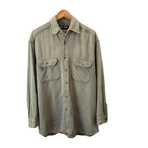 Bad Boy Vintage Shacket Jacket Shirt Button Up Thick Cotton Plaid Brown Green L